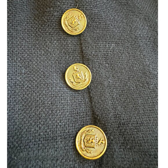 Four Corners Vintage 80s Pleated Knit Overalls Black Dress Gold Accent Buttons - Picture 10 of 11